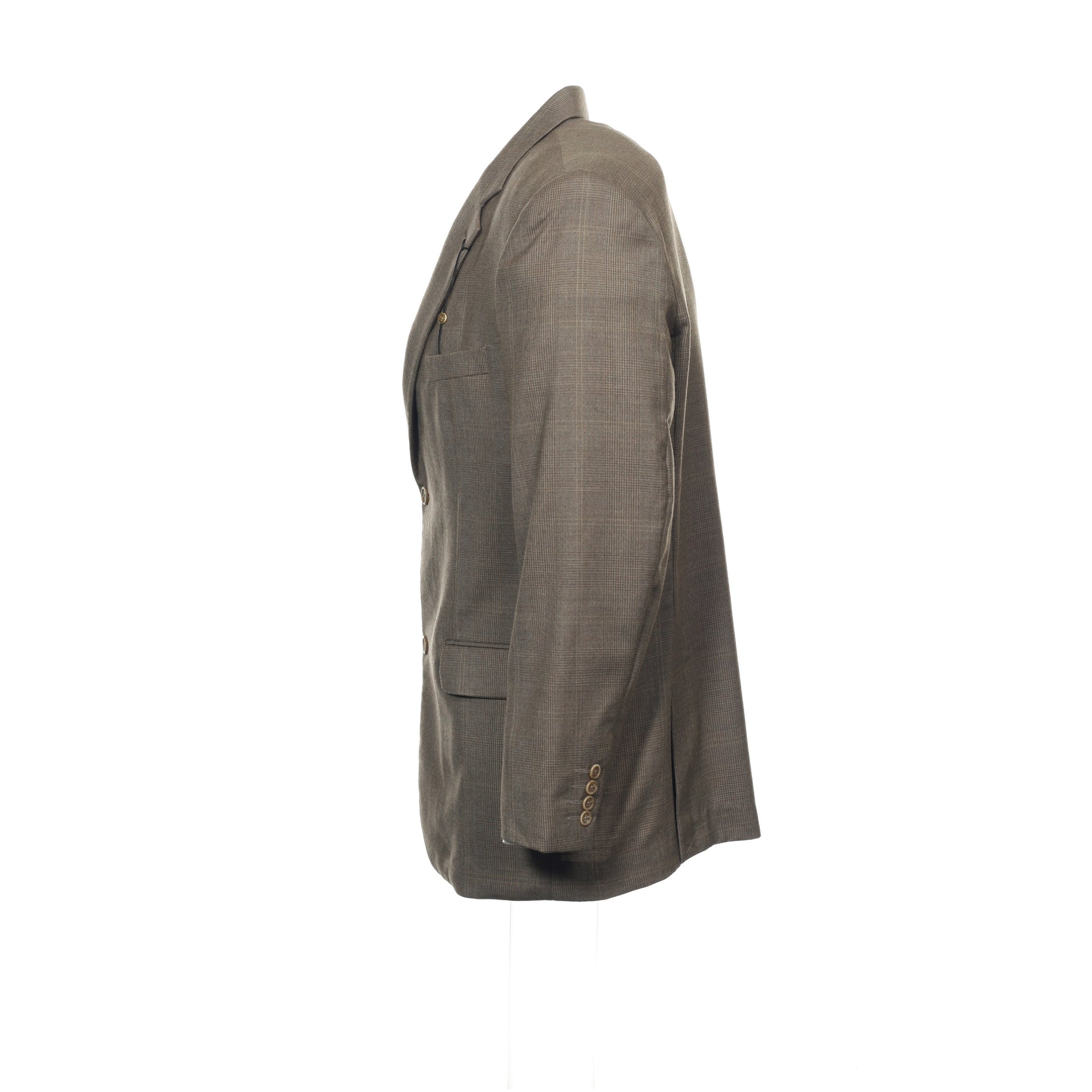 Tasso Elba Mens Taupe Glen Plaid Wool/Cashmere 2 Button Sport Coat Jacket
