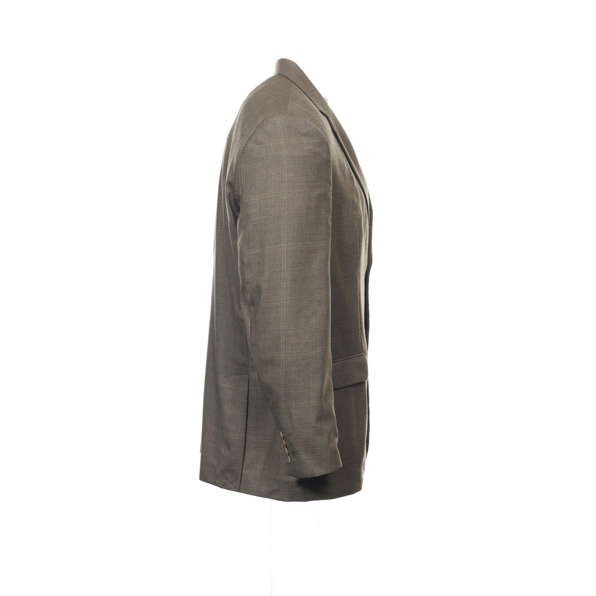 Tasso Elba Mens Taupe Glen Plaid Wool/Cashmere 2 Button Sport Coat Jacket