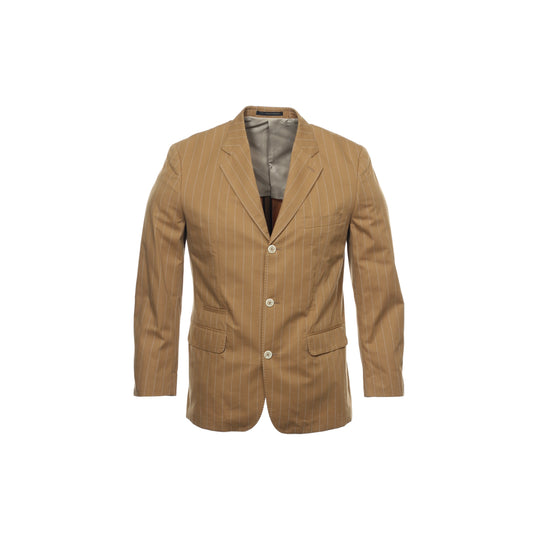 Tasso Elba Mens Tan Stripe Pinstripe 3 Button Sport Coat