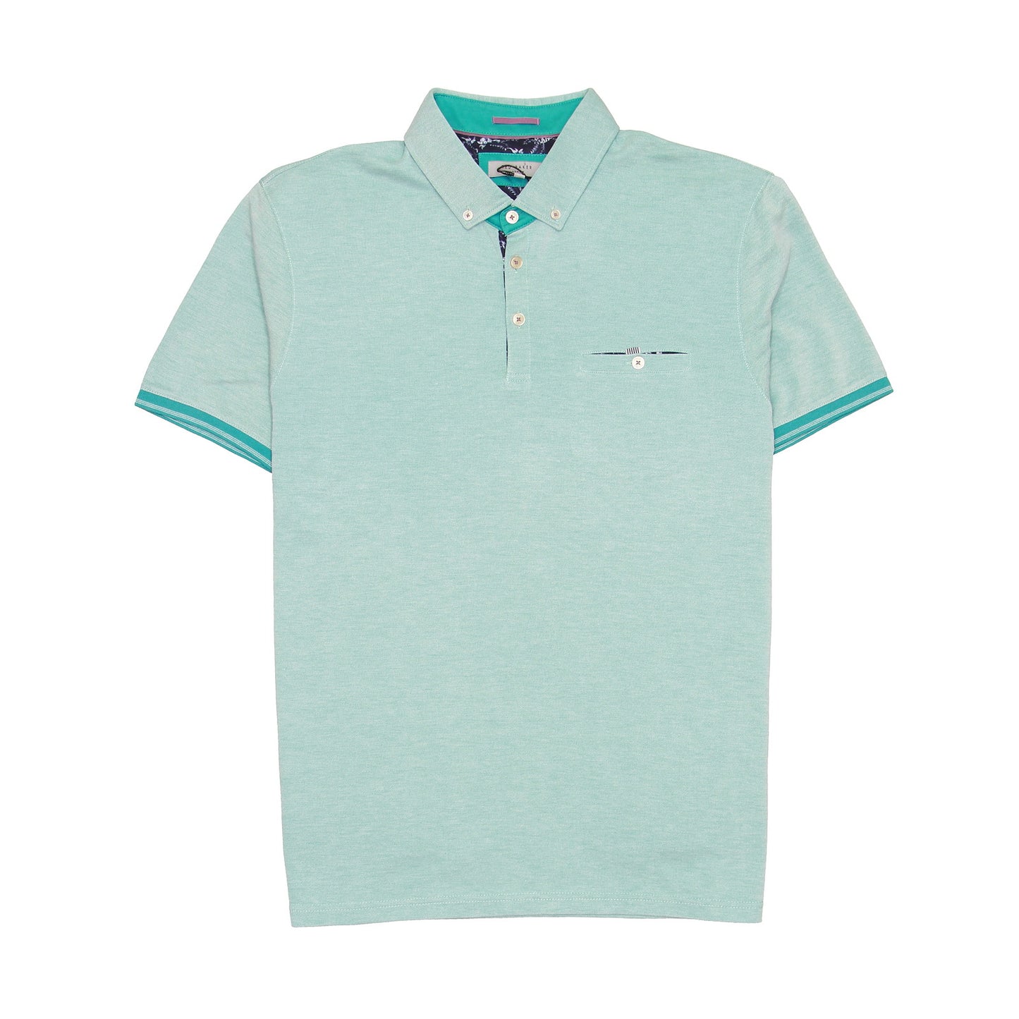 Ted Baker Mens Aqua Heather Short Sleeve Polo Shirt