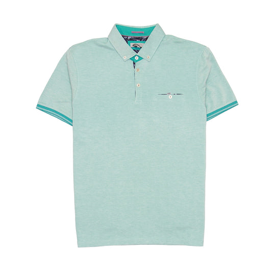 Ted Baker Mens Aqua Heather Short Sleeve Polo Shirt