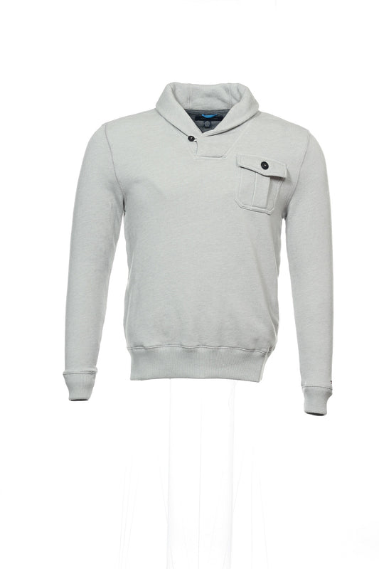 Tommy Hilfiger Men's Light Gray Two Tone Shawl Neck Sweater
