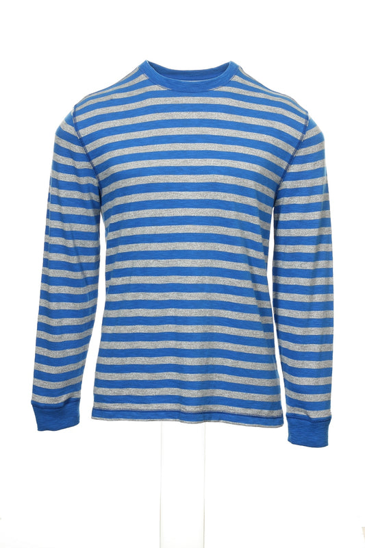 Tommy Hilfiger Men's Blue Wide Striped Crew Neck Sweater