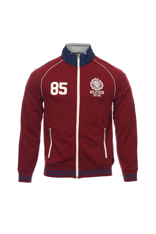 Tommy Hilfiger Men's Burgundy Full Zip Sweatshirt