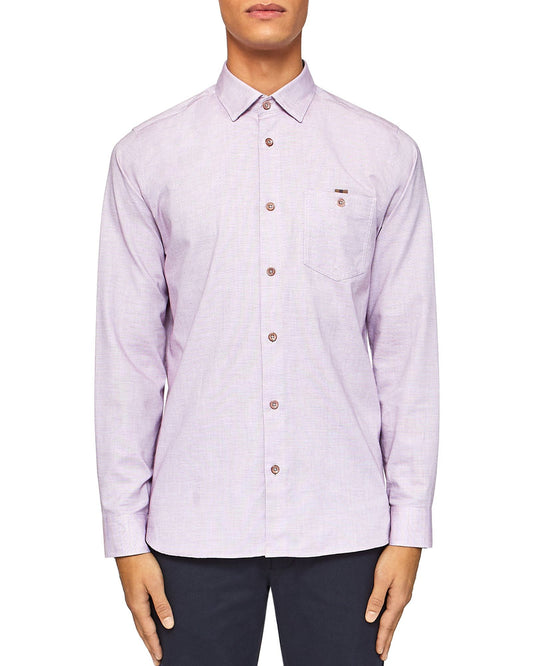 Ted Baker Stapal Men's Pink Textured Regular Fit Button Down Shirt