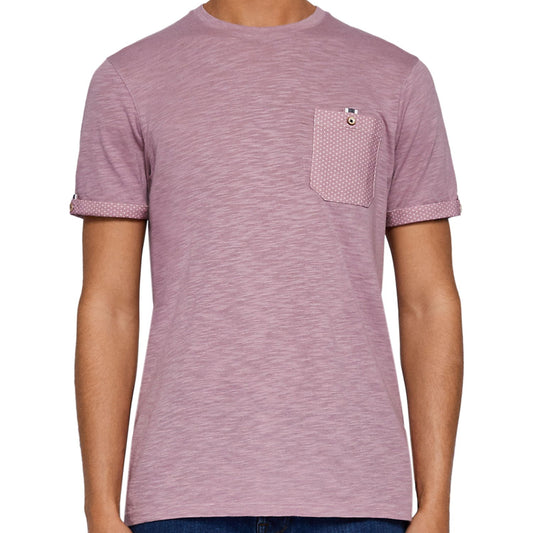 Ted Baker 'Dogtan' Mens Dusty Pink Heather Patch Pocket Crewneck T-Shirt