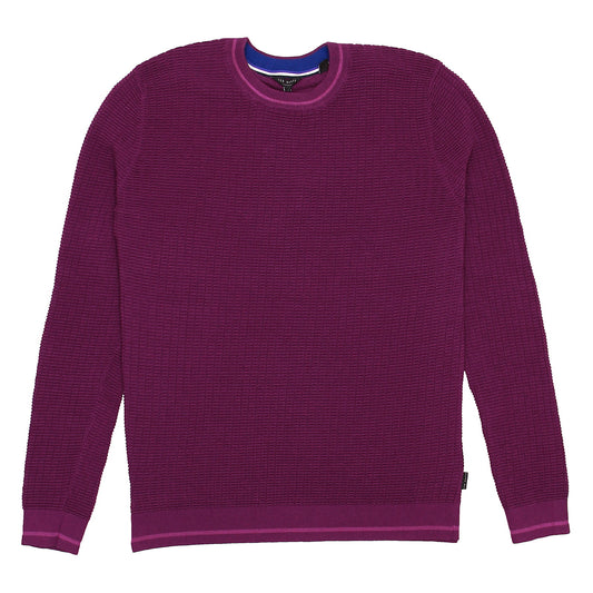 Ted Baker Toxic All Over Stitch Men's Purple Crew Neck Sweater