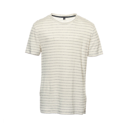 Theory Men's Light Plaster Micro Striped Linen Short Sleeve T-Shirt