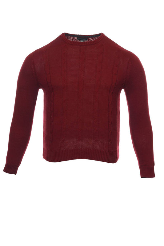 Tricots St Raphael Men's Red Cable Knit Crew Neck Sweater