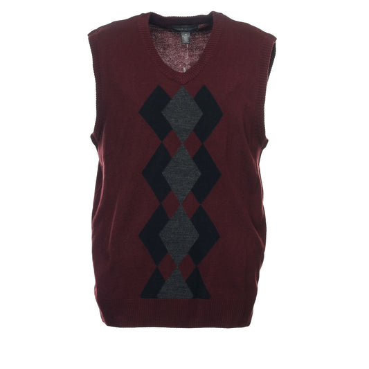 Tricots St Raphael Men's Burgundy Argyle Sweater Vest