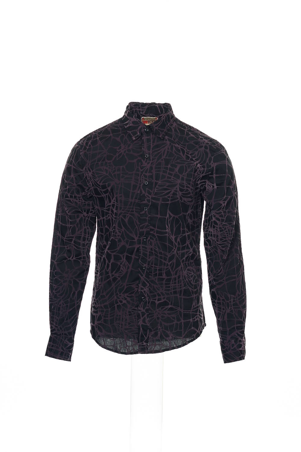 Vintage Red Men's Purple Abstract Button Down Shirt