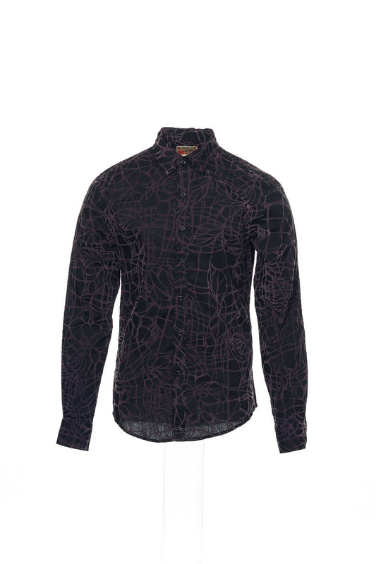 Vintage Red Men's Purple Abstract Button Down Shirt