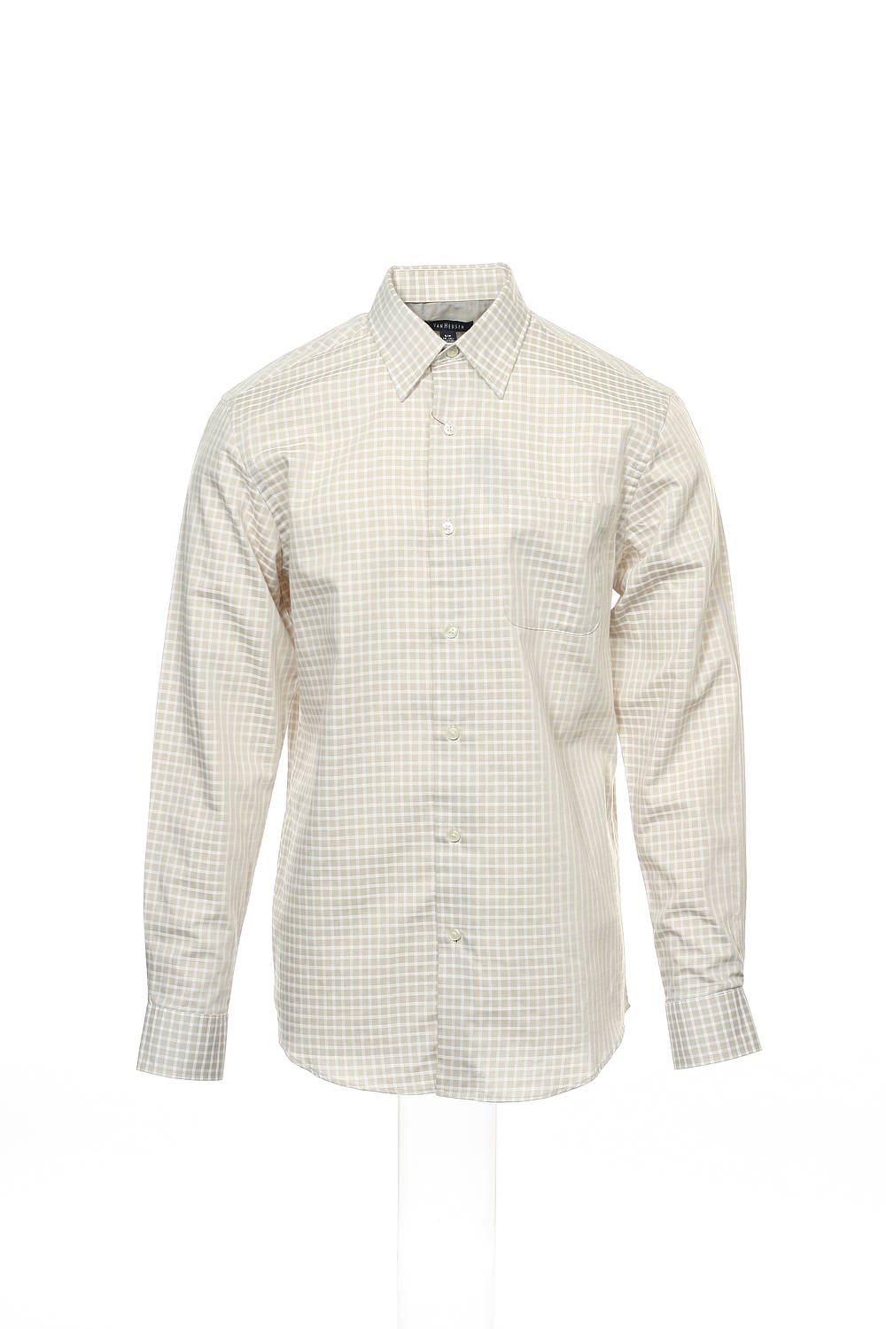 Van Heusen Taupe Window Pane Button Down Shirt Sport S $50