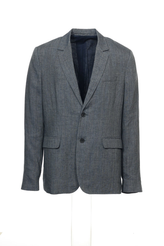 Vince Men's Blue Checked 100% Linen 2 Button Sport Coat