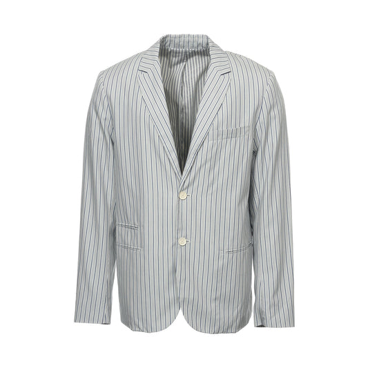 Vince Mens Blue/White Vertical Striped 2 Button Sport Coat