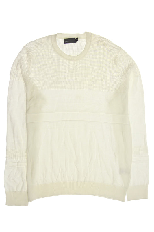Vince Men's Off White Simi-Sheer Cotton Crew Neck Sweater