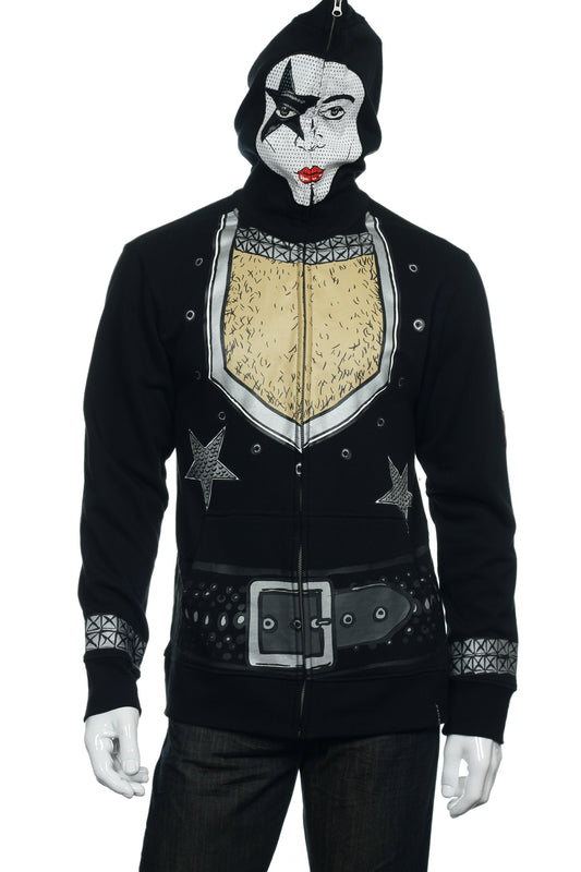 Volcom Mens Black Kiss Paul Stanley Starchild Full Zip Face Hoodie
