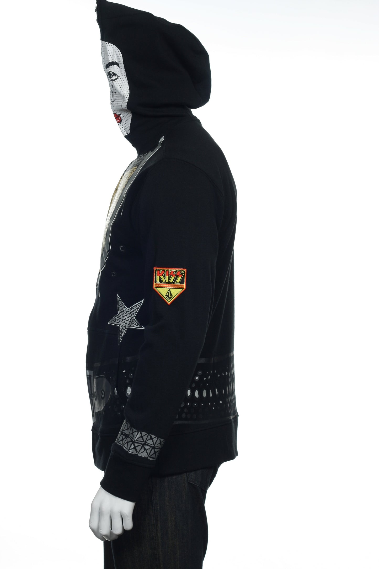 Volcom Mens Black Kiss Paul Stanley Starchild Full Zip Face Hoodie
