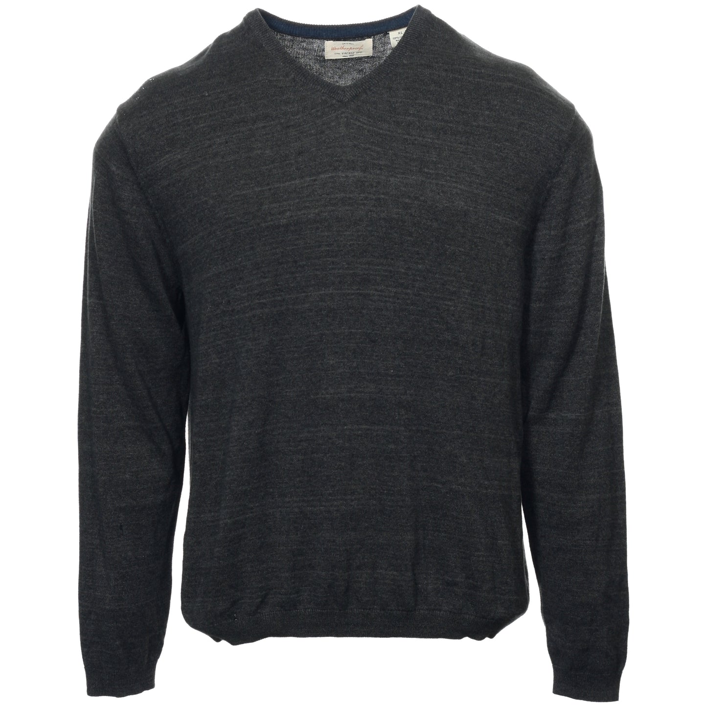 Weatherproof Men’s V-Neck Sweater Charcoal Black Long Sleeve Knit Pullover