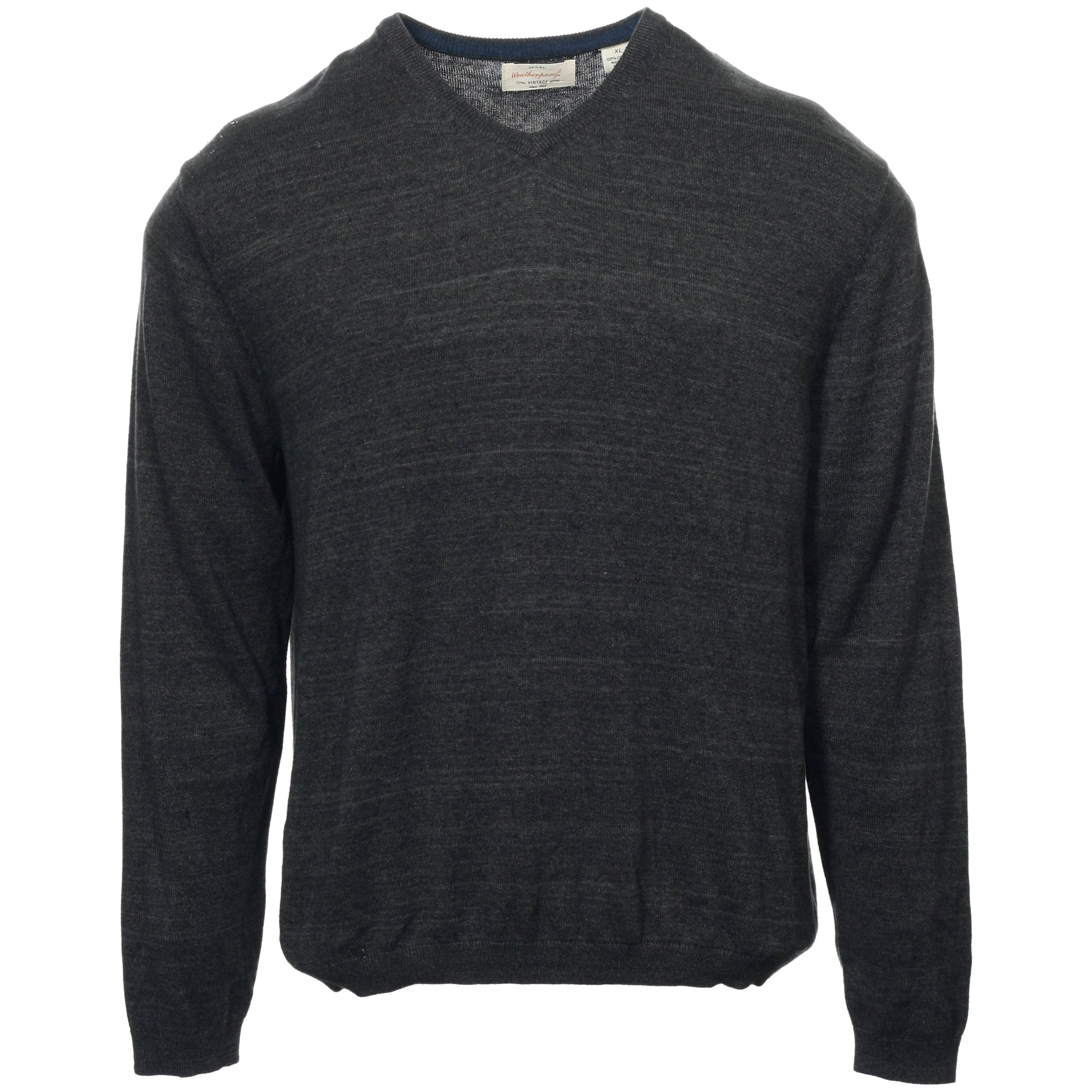 Weatherproof Men’s V-Neck Sweater Charcoal Black Long Sleeve Knit Pullover