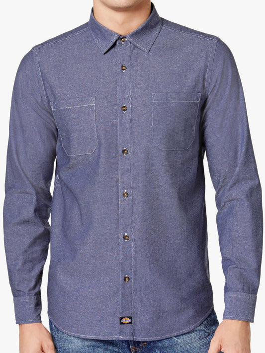 Dickies Mens Blue Heather Button Down Shirt