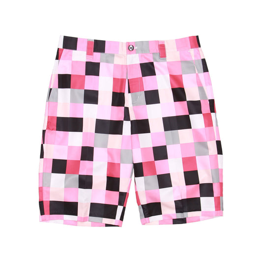 Adidas Golf Mens Checked Pinks 10.5" Flat Front Walking Shorts