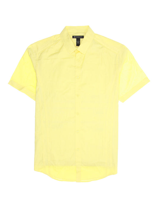 INC International Concepts Mens Button Down Shirt Sport (Large, Yellow)