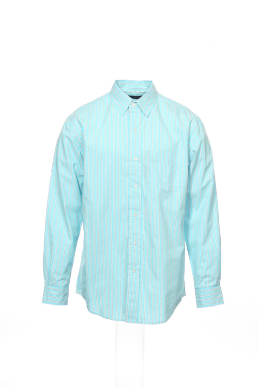 Club Room Men's Micro Striped Button Down Shirt Sport (Medium, Blues)